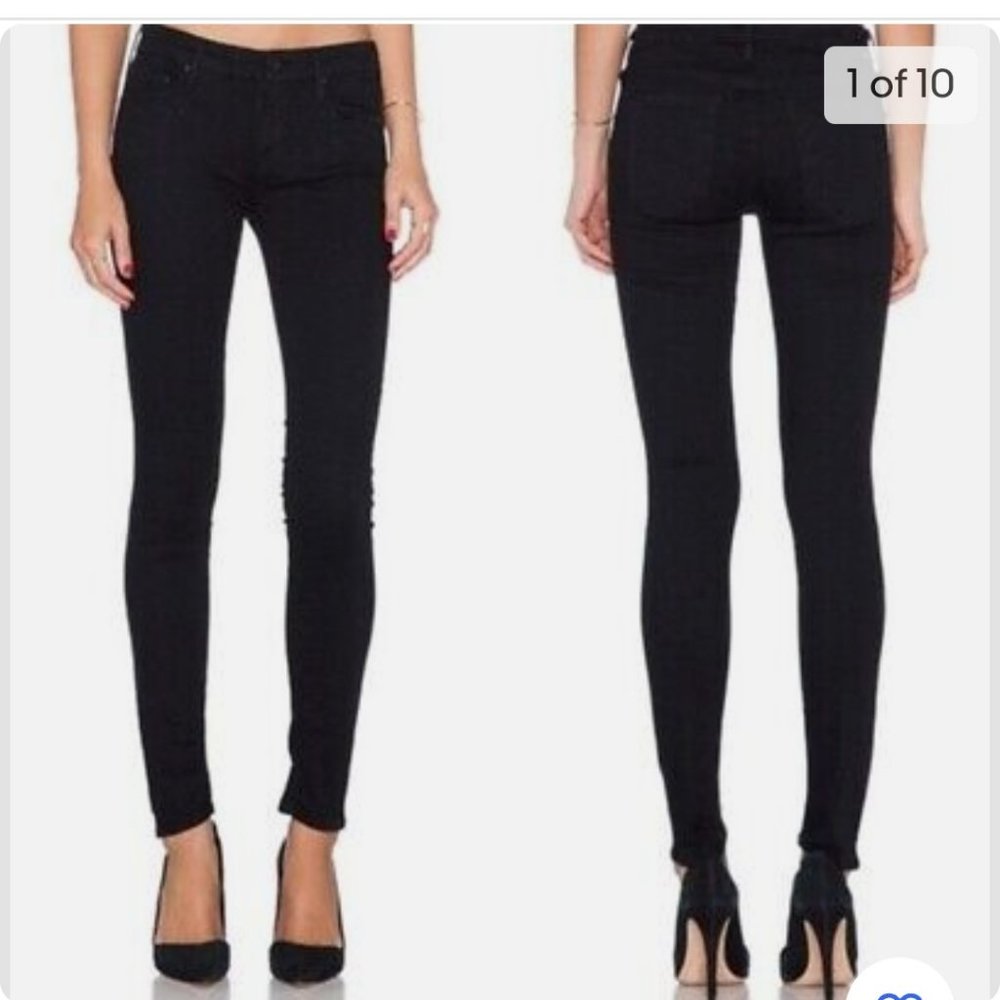 Mother velvet The Charmer mid rise skinny black ankle length jeans Sz 28